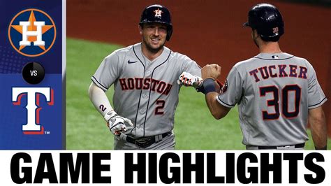 Texas rebounded quickly, sweeping through the AL’s top two. . What is the score of the astros and rangers game